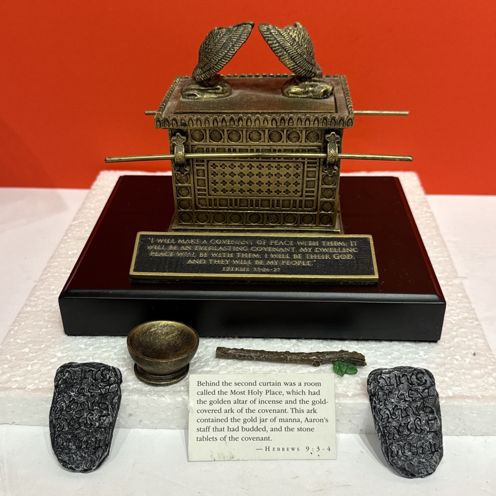 Gold Holy Ark of the Covenant with Ten Commandments Sculpture Ezekiel 37:26-27