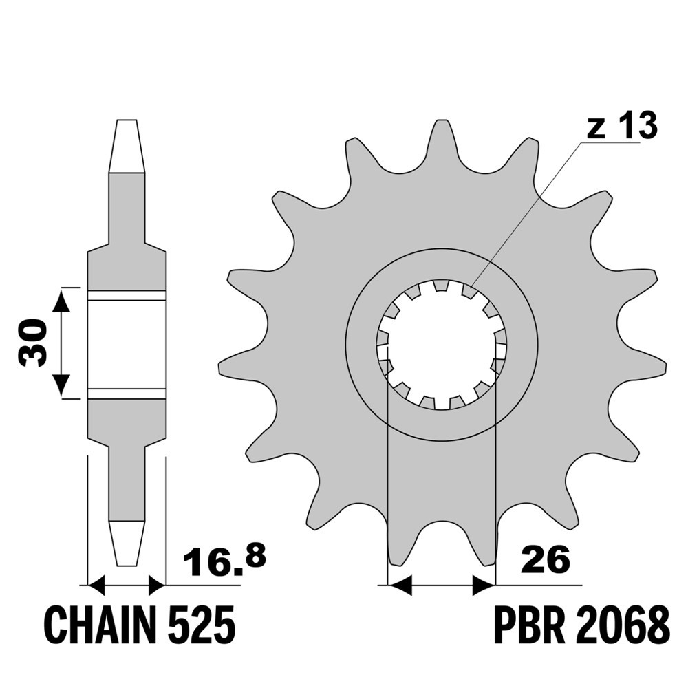 Pignon avant PBR 15 dents pas 525 pour réparer la transmission Honda CB650RA 2022-2024