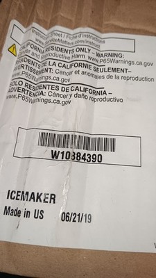 Whirlpool W10884390 Refrigerator Ice Maker New Oem
