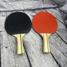 Stiga Ping Pong Paddles Set Red & Black Hard Pips Inlaid Wood w Handle Lines