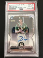 2023 Bowman Chrome Prospect Autographs Speckle Refractor Zack Gelof /299 PSA 10