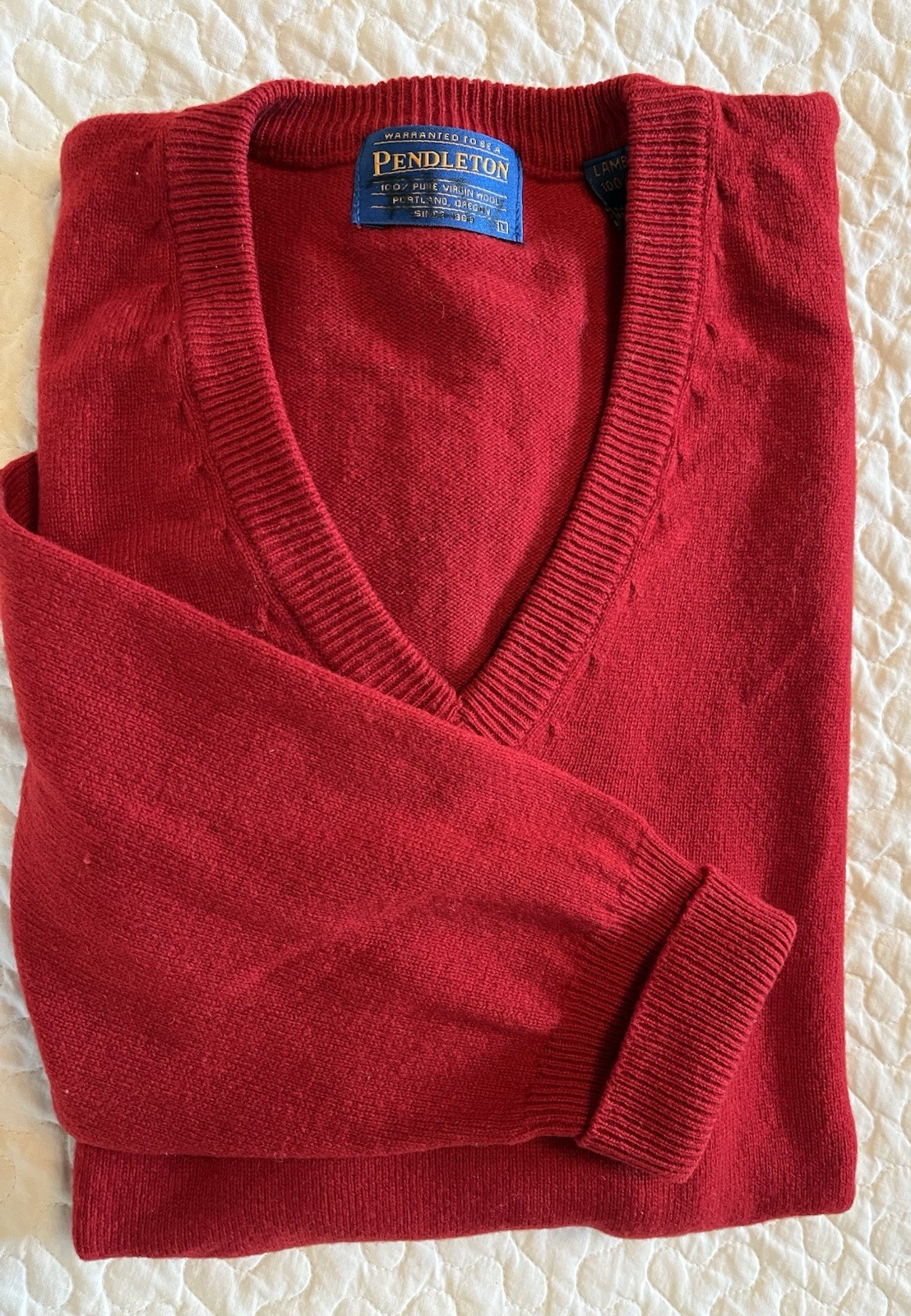 Pendleton Sweater Men Large Navy Red Vintage V-Ne… - image 1