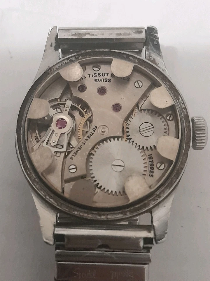 Tissot 1940s Antimagnetique Waterproof Shock absorber Non magnetic 32mm S/Steel - image 3 of 4
