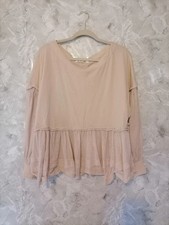 We The Free beige Ruffle Hem Boatneck Tunic medium
