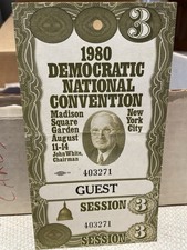1980 Democratic National Convention Guest Ticket Session 3 Madison Square Garden