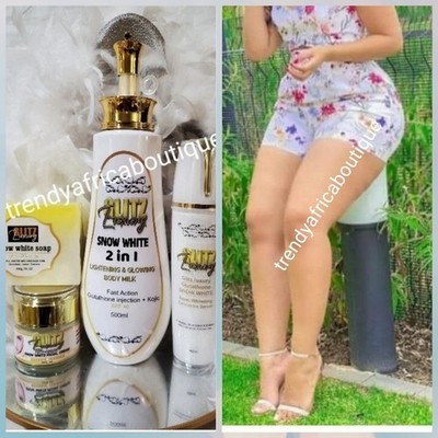 4pcs Glitzluxury SNOW WHITE Body Lotion, Face Cream, Soap & Serum 