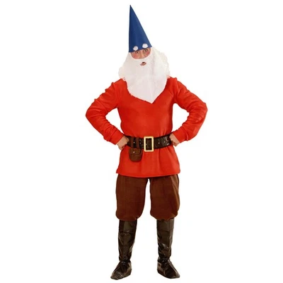 AMAKANDO Zwergenkostüm Wichtel rot Herrenkostüm Zwerg Faschingskostüm Gnom Kobold Kostüm