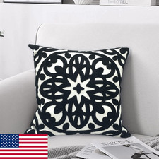 Alysheer Embroidered Throw Pillow Cover 20"x20" Boho Mandala Modern Decor