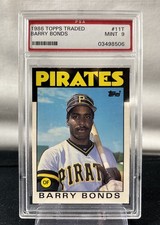 1986 Topps Traded Barry Bonds #11T PSA 9 MINT Rookie Card RC. rookie card picture