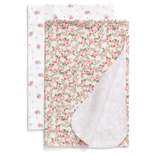 Delta Children 100% Cotton Flannel Baby Receiving Pack of 2, Pink Floral 