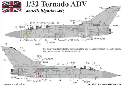 1:32 Decal Panavia Tornado ADV High / Low Viz Schablonen - UpRise UR329L