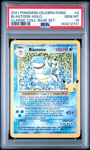 2021 POKEMON CELEBRATIONS CLASSIC COLL #2 BLASTOISE-HOLO PSA 10