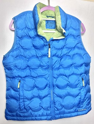 LL BEAN Turquoise Blue Down Puffa Sleeveless Jacket Gilet Size UK