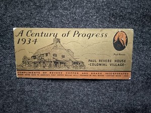 Revere Copper and Brass 1934 Blotter Bookmark A Century of Progress MA