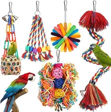 Bird Toys Rope Perch with Bell Colorful Bird Chewing Shredding Foraging Toys