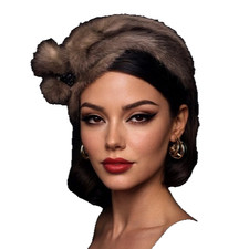 MR JOHN DEMI CHAPEAU VINTAGE MINK FASCINATOR BEIGE