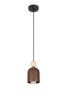 Pendelleuchte Holz Metall E27 Ø11 Cm Rund Schwarz Rostbraun HäNgelampe Esstisch