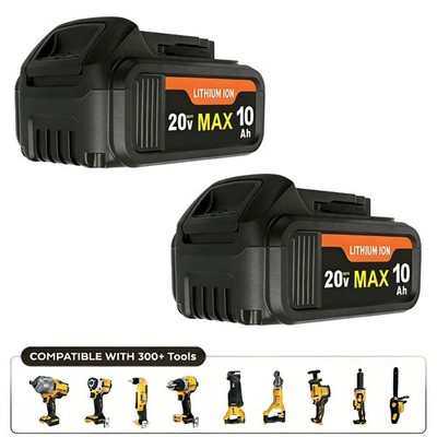 2 Pack 20V 10.0Ah Battery for Dewalt 20 Volt MAX Batteries DCB203 DCB204