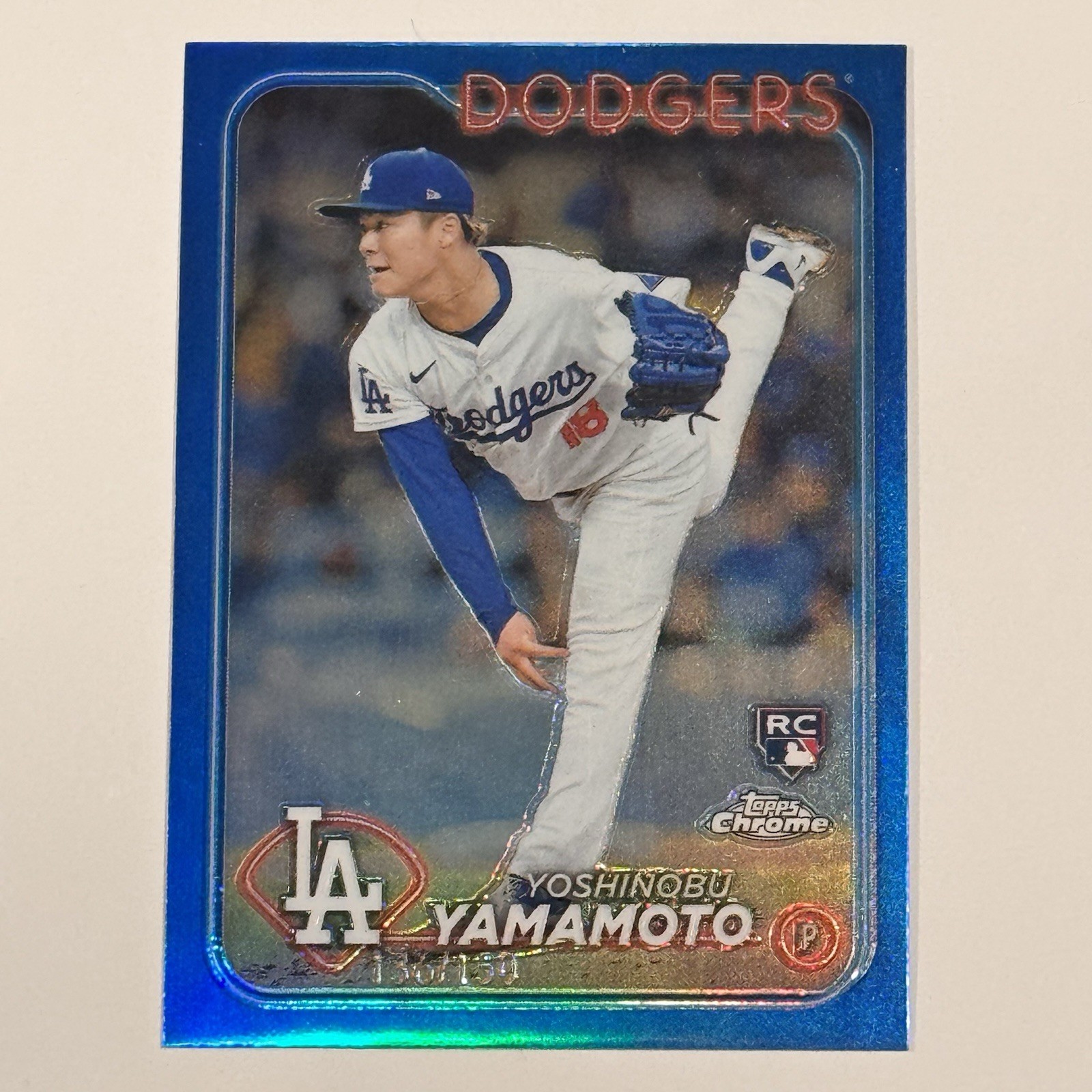 2024 Topps Chrome - Yoshinobu Yamamoto #18 Blue Refractor /150 (RC)