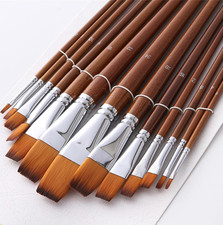 Watercolor Brushes, Paint Brushes 13Pcs Long-Handled Flat Paintbrushes Large ...
