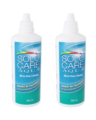 SOLO CARE AQUA  - Aufbewährungslösung weiche Linsen - 2x 360 ml OHNE Behälter
