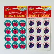 TREND Scratch n Sniff RETRO STINKY STICKERS GRAPE JELLY + CHERRY PUNCH 2 pack