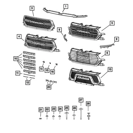 Mopar 68443433AD Grille Overlay   Includs Header Carrier, For 2021 2023 Ram 1500 - Image 2 of 4