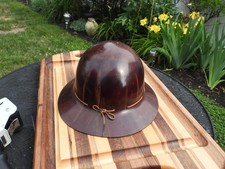 Vintage MSA Skullgard Brown Red Hard Hat Ratchet Suspension