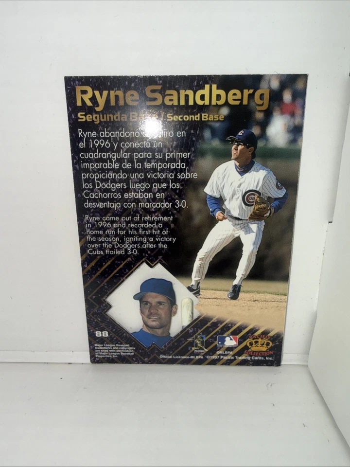 Pacific Prisms #88 Ryne Sandberg 1997 azul claro paralelo raro cachorros paralelos Foto 4 de 4