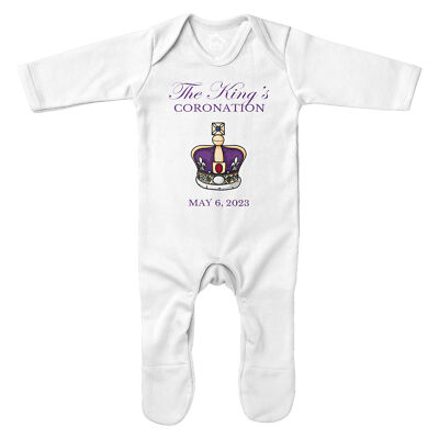The Kings Coronation Strampler Crown Street Party Baby King Charles III 2023