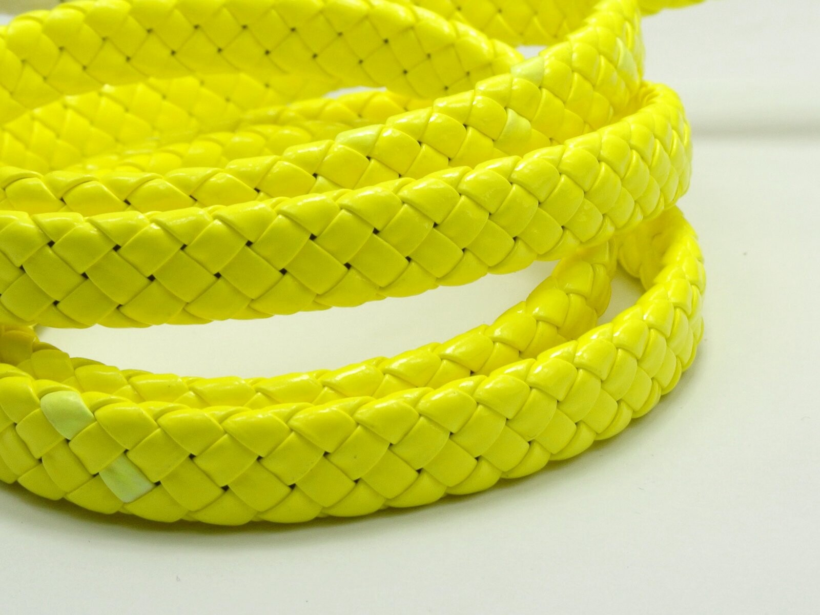 16.4 Feets Neon Yellow Flat Braided Bolo Cord Synthetic Leather Cord 10X4mm