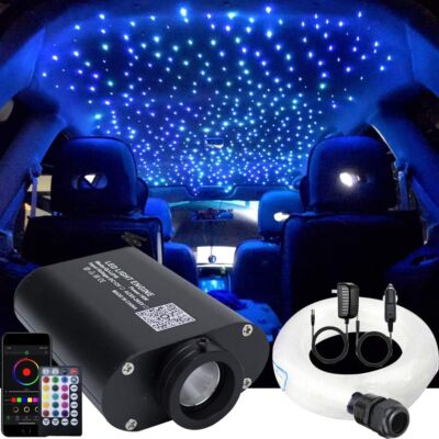 AZIMOM LED Bluetooth 16W RGBW Fiber Optic 150pcs*0.03in*6.5ft, Multicolor 