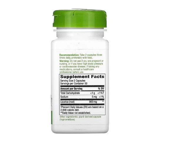 Nature's Way, raíz de regaliz, 2 PACK, 450 mg, 100 cápsulas veganas cada una Foto 3 de 3