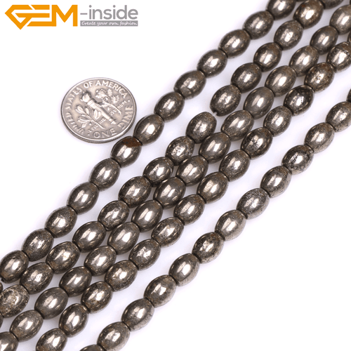 Natural Gray Pyrite Gemstone Loose Beads Olivary For Jewelry Making Strand 15"GI - Picture 9 of 39