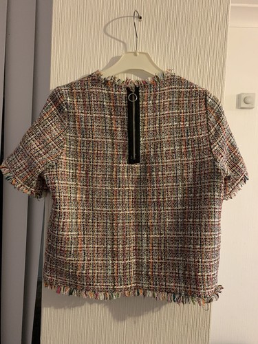 Zara Tweed Mock Neck Crop Top, UK XS, VGC - Picture 2 of 4