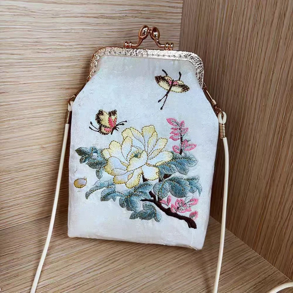 Handmade Chinese style cheongsam skirt crossbody mobile phone change bag — 第 3/4 张图片