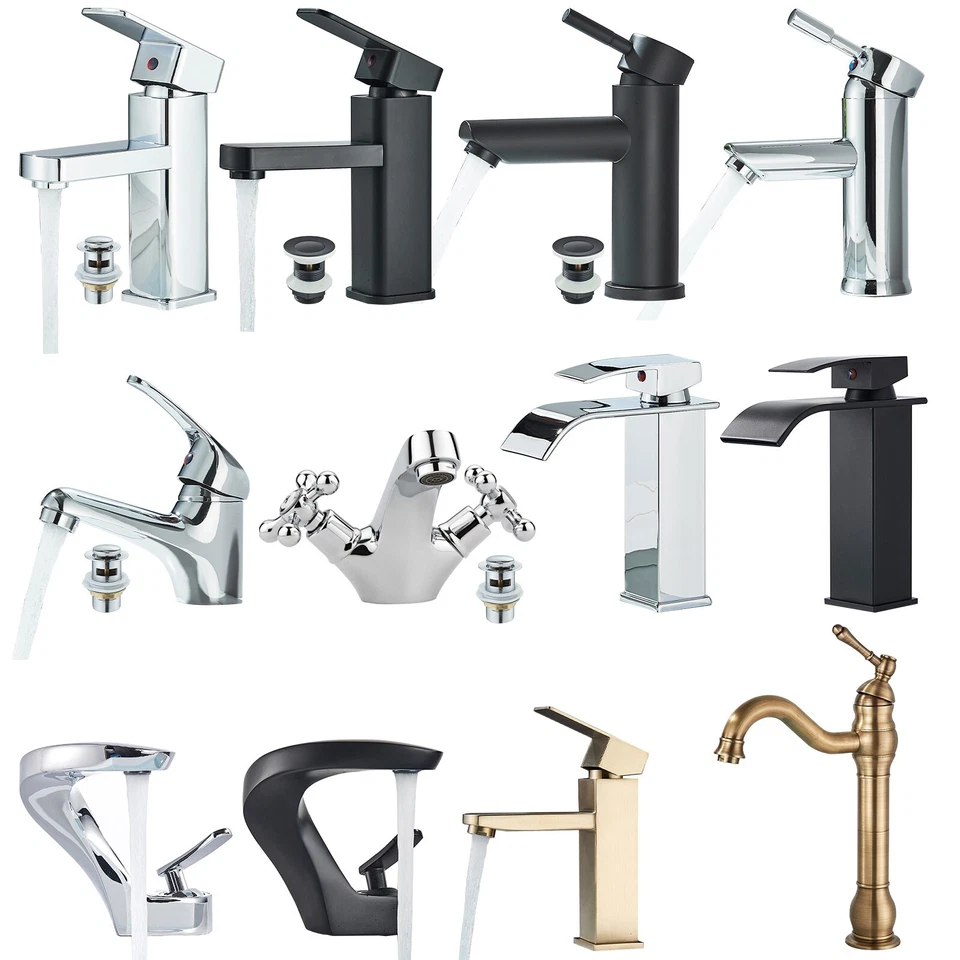 ROZIN Basin Mixer Tap Bathroom Sink Mono Cloakroom Waterfall Single Lever Tap Fixings