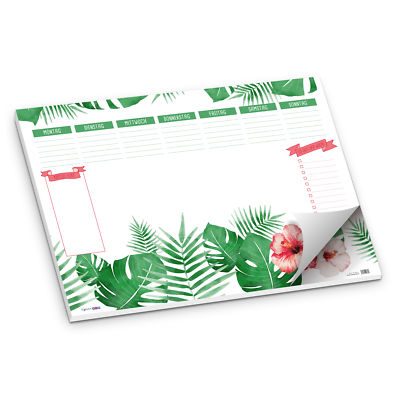 itenga Schreibtischunterlage Blätter Dschungel Hibiskus Blüte DIN A2 50 Blatt