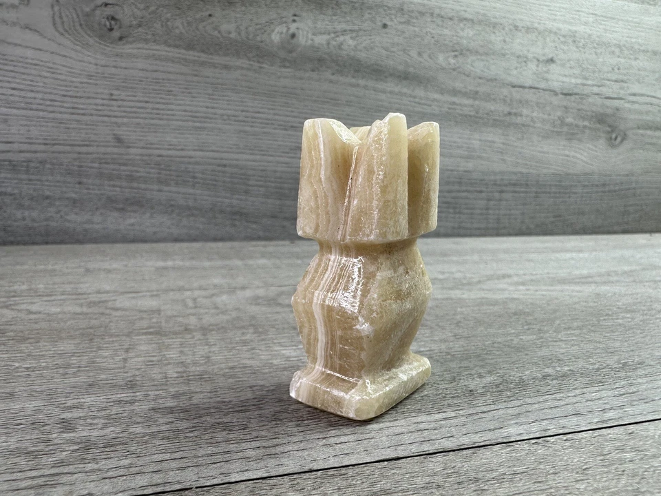 Lt. Brown White Marble / Onyx Stone Replacement Rook Chess Piece - Image 4 of 4