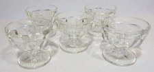 Jeannette Glass Sundae Dish Clear Footed Dessert Bowl Ice Cream Parfait Set of 5