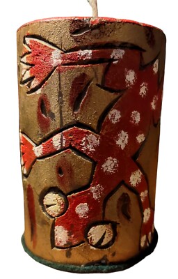 Candle Carved Gecko Hand Painted Whimsical White Spotted Lizard Unique 4''