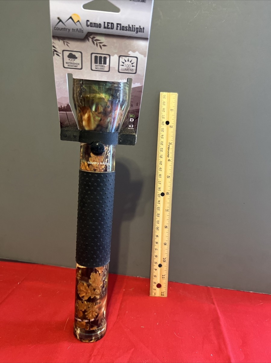 Country Trails LED Camo Rubber Grip Flashlight 100 Lumens 3 D Cell