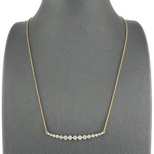 18k Yellow Gold Diamond Curving Bar Ladies Necklace .85 TCW