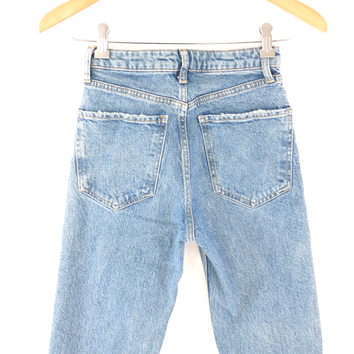 Zara Womens Cropped Jeans Distressed Cotton Blue Raw Hem Girl Size UK 4 EU 32 - Picture 6 of 10