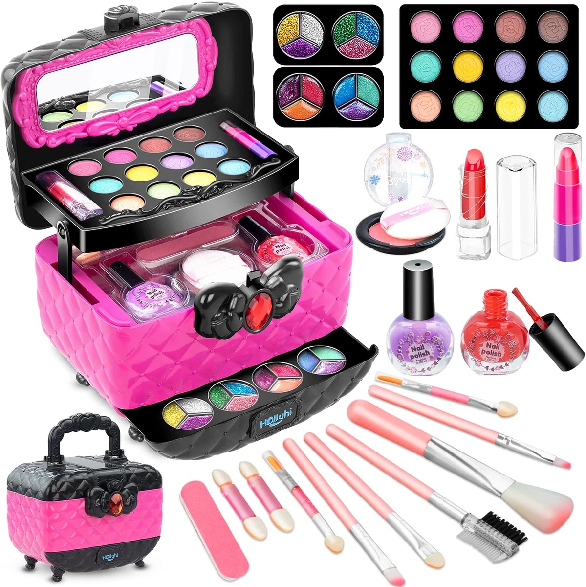 Kids Makeup Kit for Girls, Washable Girls Makeup Kit with Cosmetic Cas -  Sdida