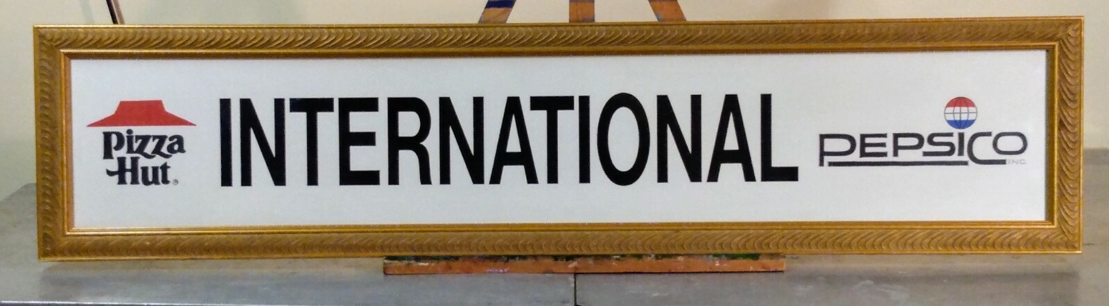 Framed Pizza Hut Pepsi PepsiCo Int.1980s Prototype Hand Painted Advertising