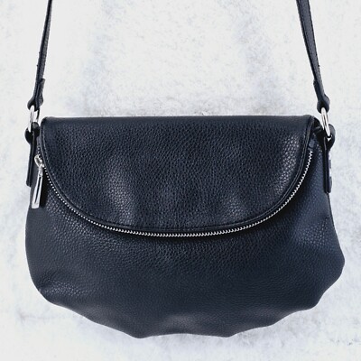 Charming Charlie Black Faux Leather Crossbody Shoulder Bag with