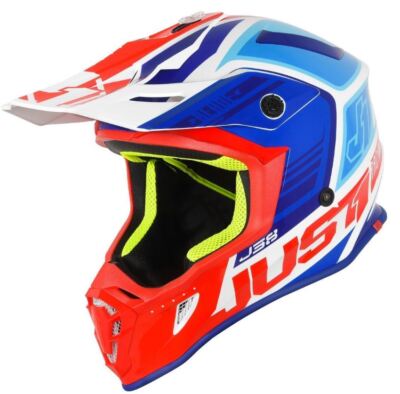 JUST1 J-38 Blade Cross Enduro Helm Rot Blau Weiß Unisex XS L