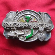Nice Sishiyou Enamel Belt Buckle VIETNAM VETERAN"The Forgotten Warrior"1985,3A