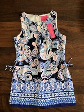 Lilly Pulitzer 2 High Tide Navy HOLY FLOCKAMOLIE DONNA ROMPER Classic NWT